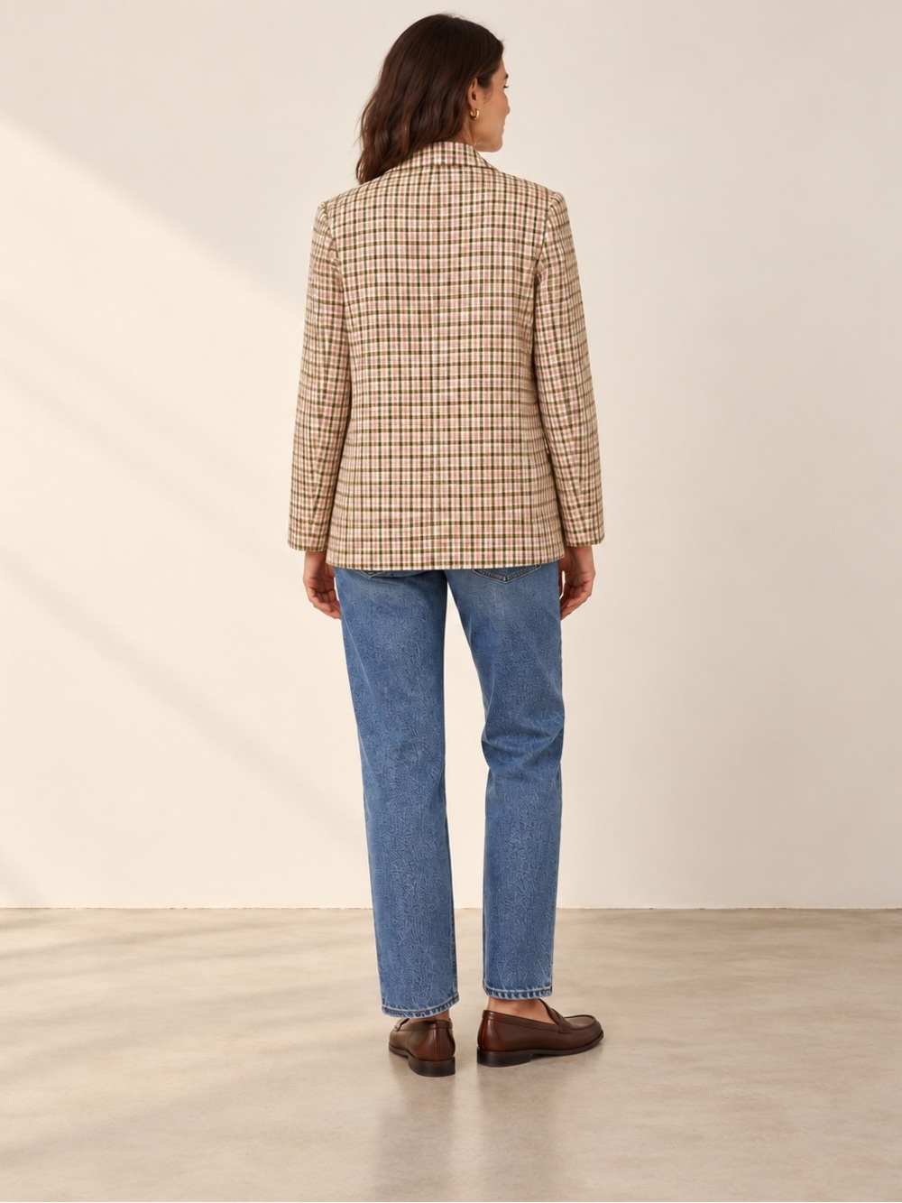 Madewell Dorset Blazer S Albemarle Plaid Neutral Preppy Academia Work Taupe Coat - Picture 2 of 16